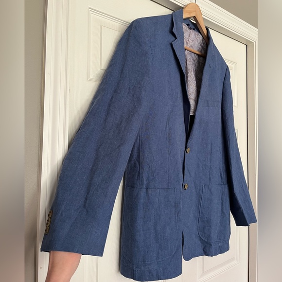 {Alan Flusser} Linen Blend Sport Coat in Blue - Mens Medium - Picture 4 of 10